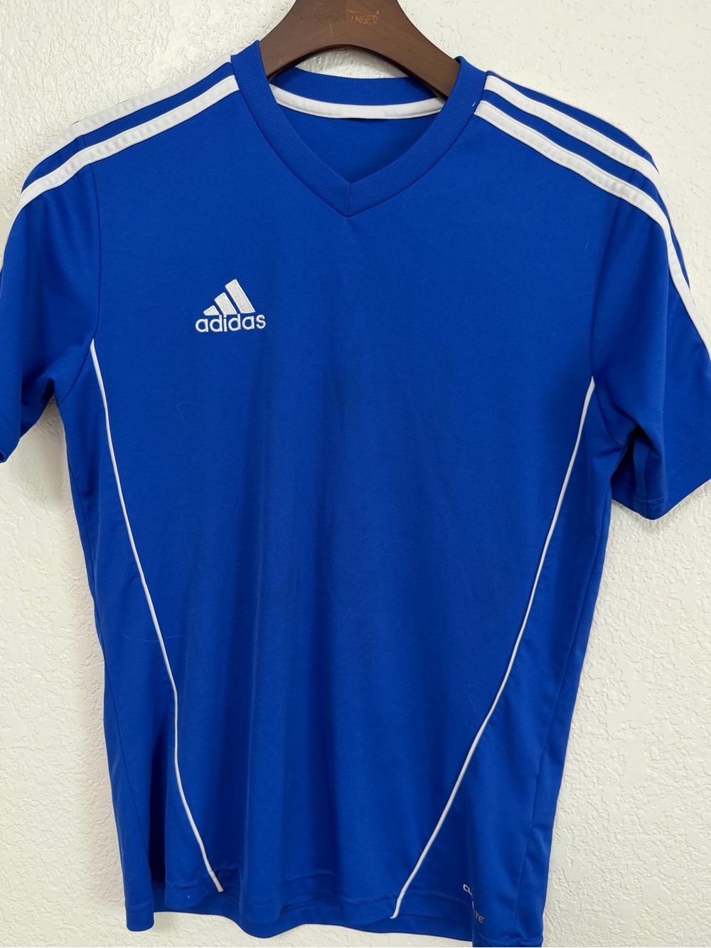 Adidas Boys Blue Climalite Soccer Jersey Shirt